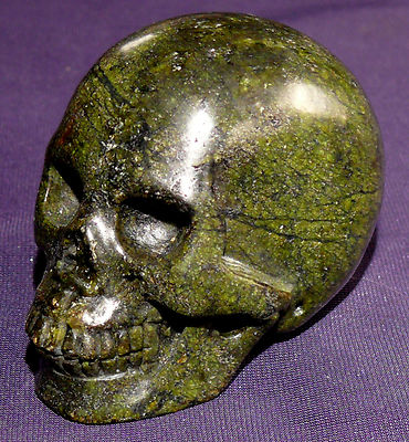 Edelstein-Schädel, Skull, Reptil Skin-Jaspis 94,4g, 50x42x34mm, Heilstein