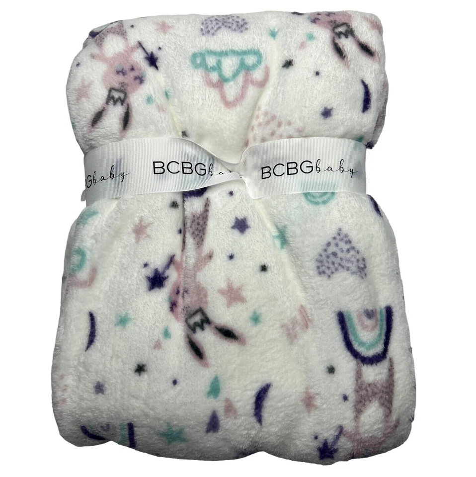 NUEVO BCBG Manta Bebé Arco Iris Corazón Luna Estrellas Nubes Peluche Conejo Pascua Foto 3 de 4