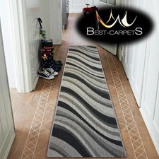 Runner Rugs, SIZAL FLOORLUX grey black modern Stairs Width 70cm-120cm extra long