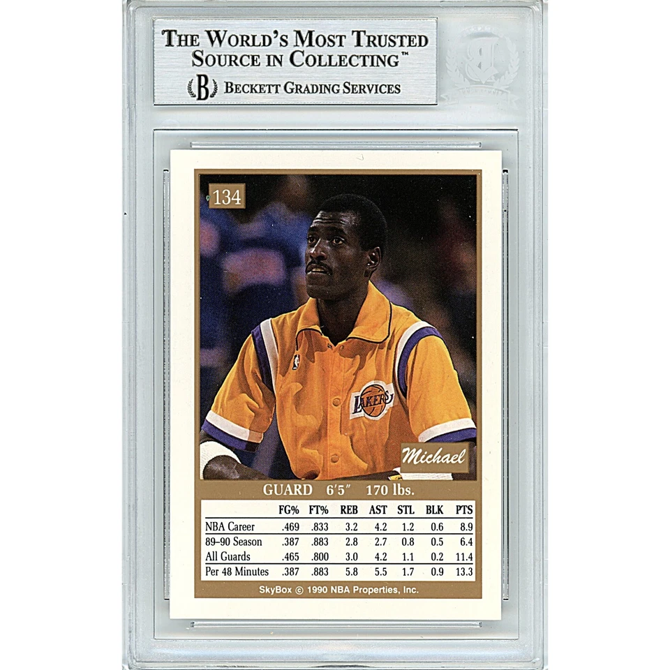 Michael Cooper Signed 1990 91 Skybox #134 Beckett BAS Slabbed LA Lakers NBA Auto - Image 2 of 4