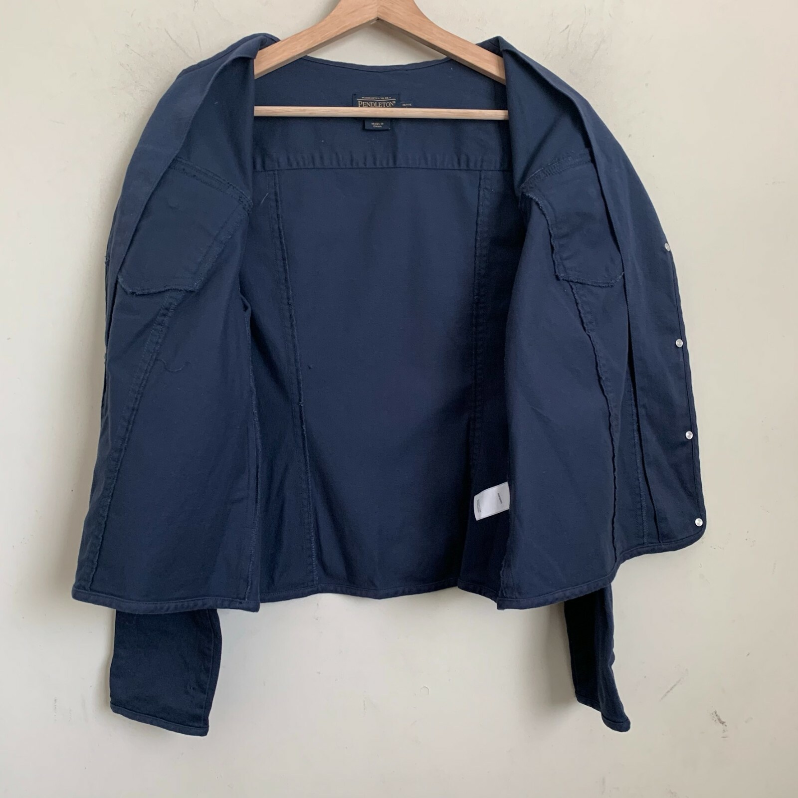 Pendleton Womens Jacket Navy Blue Collarless Crop… - image 3