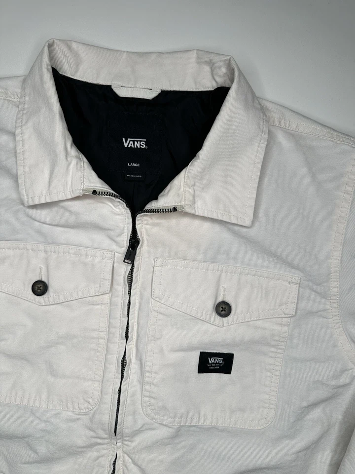 Vans Off The Wall Regis 2.0 Marfil Cremallera Algodón Lona Ropa de Trabajo Chaqueta Grande Foto 2 de 4