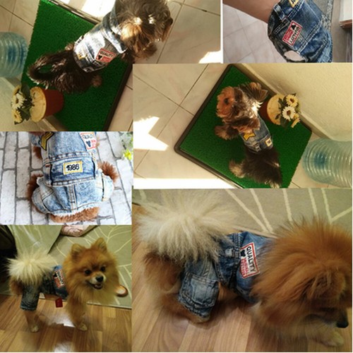Retro Casual Dog Jumpsuit Clothes Sleeveless Denim Jacket Puppy Cat Coat Costume - Picture 5 of 6