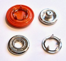 12 "Button" Snap Fastener Sets Caps, Sockets, Studs Back Rings , 16 Colors