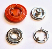 12 "Button" Snap Fastener Sets (Caps, Sockets, Studs & Back Rings), 16 Colors  