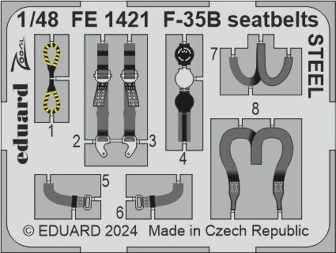 Eduard Accessories Fe1421 - 1:48 F-35B Seatbelts Steel 1/48 Tamiya - New