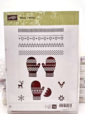 Stampin Up Make a Mitten 10pc Deer Poinsettia Snowflake Holly Pattern No. 127943