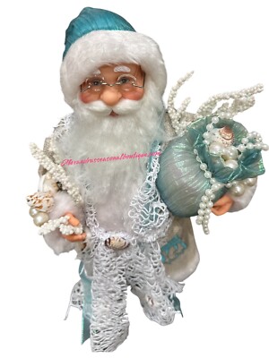 Statuetta Natalizia Windy Hill Collection 169480 - Babbo Natale In Piedi Con Cappotto Blu E Oro, 40,6 Cm, Decorazione Festiva Luminosa