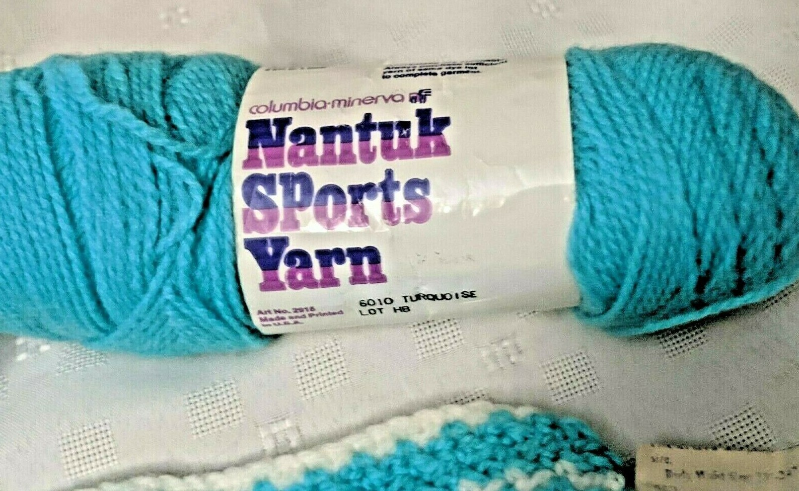 Lot of Nantuk Sports Yarn 100 Acrylic Skeins Turquoise White