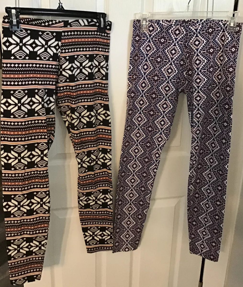 EUC Charlotte Russe 2 Pairs MULTI-COLOR/PRINT Unlined LEGGINGS