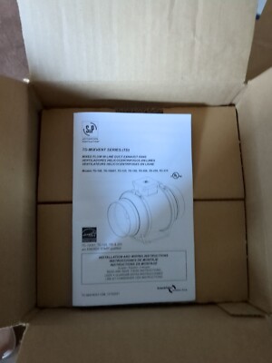 S&P TD-100, In-Line Duct Fan: 101 cfm Max., 4'' Duct, 26 W, 120V AC, 1 Ph, IP44