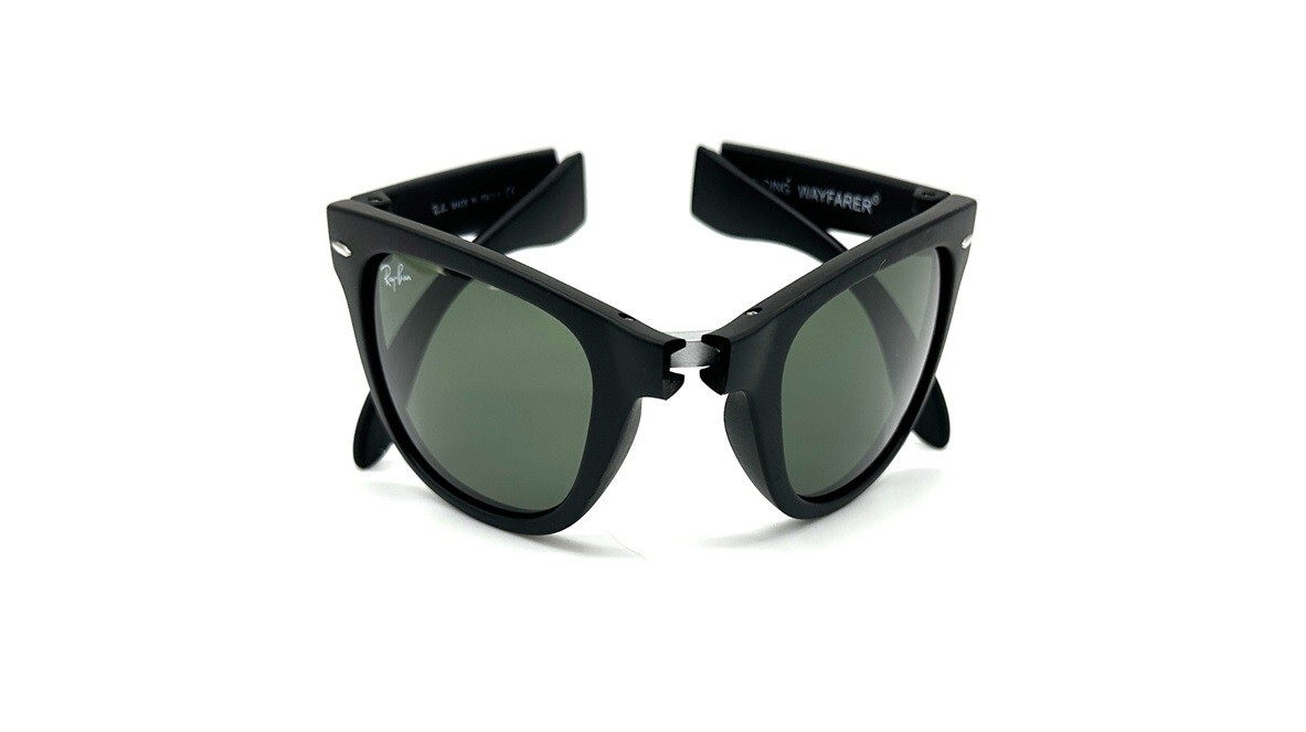 RB4105 601S RAY BAN FOLDING WAYFARER MATTE Black/ Green 50-22 | eBay