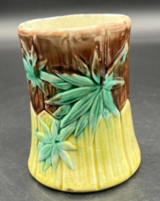 Majolica Smith Griffin and Hill Etruscan Bamboo and Palm Leaf Celery Holder