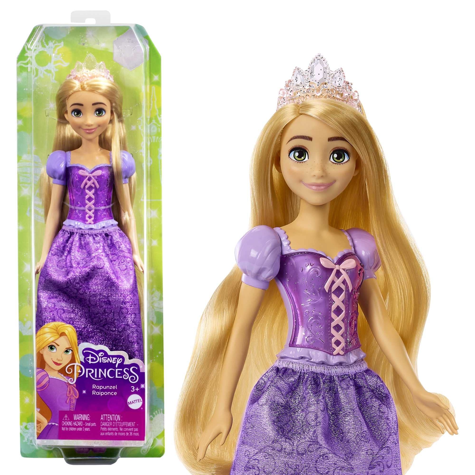 Mattel Disney Princess Rapunzel Doll, Tangled Rapunzel in Signature Clothing, Co