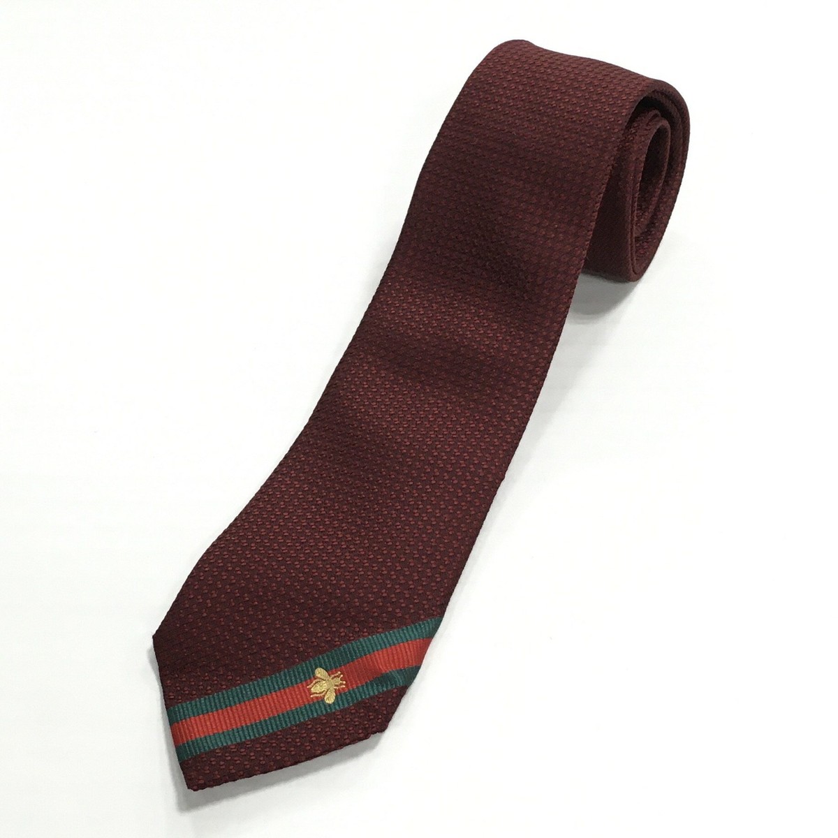 GUCCI Rare tie Red bee pattern silk from japan C617 | eBay