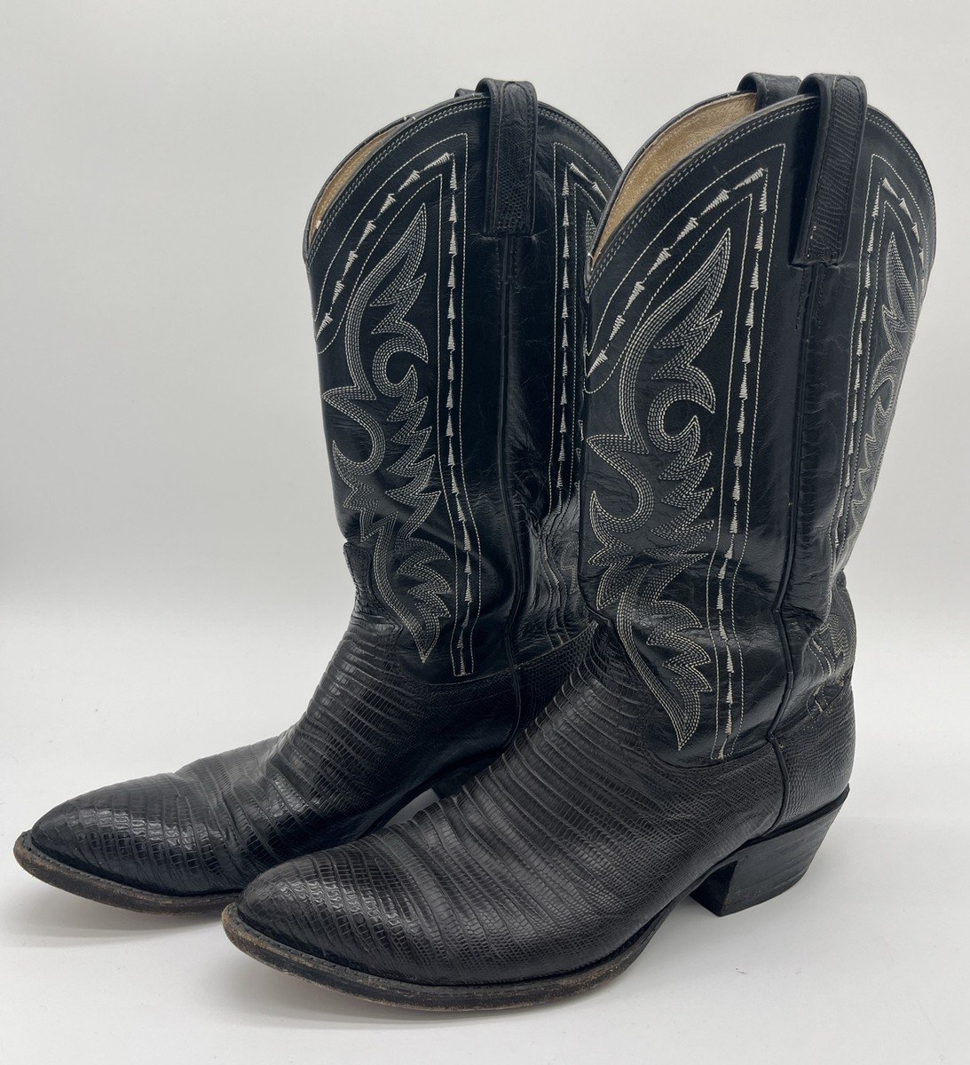 DAN POST Vintage Black Exotic Teju Lizard Western Cowboy  display picture 3