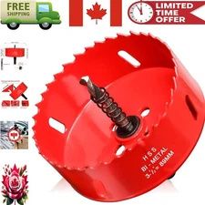 3 1/2 Inch HSS Bi-Metal Hole Saw for Wood & Plastic Cutting - Red Finish