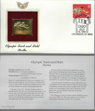 Olympic Track & Field--Hurdles--1st day issue-Golden Replica