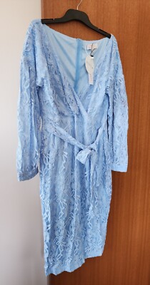 BooHoo Occasion PZZ66861 Ladies Lace Midi Dress Powder Blue Plus Size 20  New | eBay UK