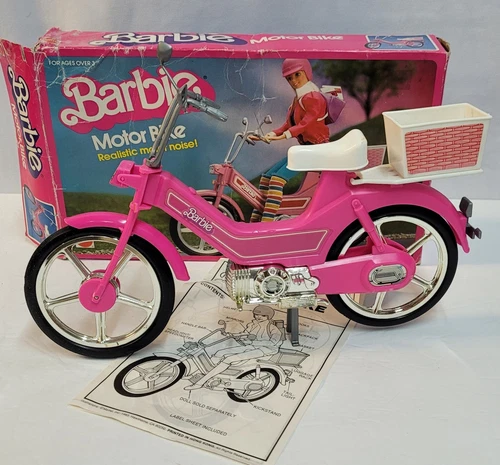 Vintage 1983 Mattel Barbie Motor Bike #4856  with Basket, Paperwork  & Box