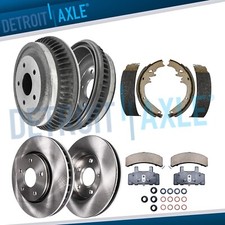 4wd Front Rotors Brake Pads Rear Drums Shoes Kit For 1994 - 1999 Dodge Ram 1500