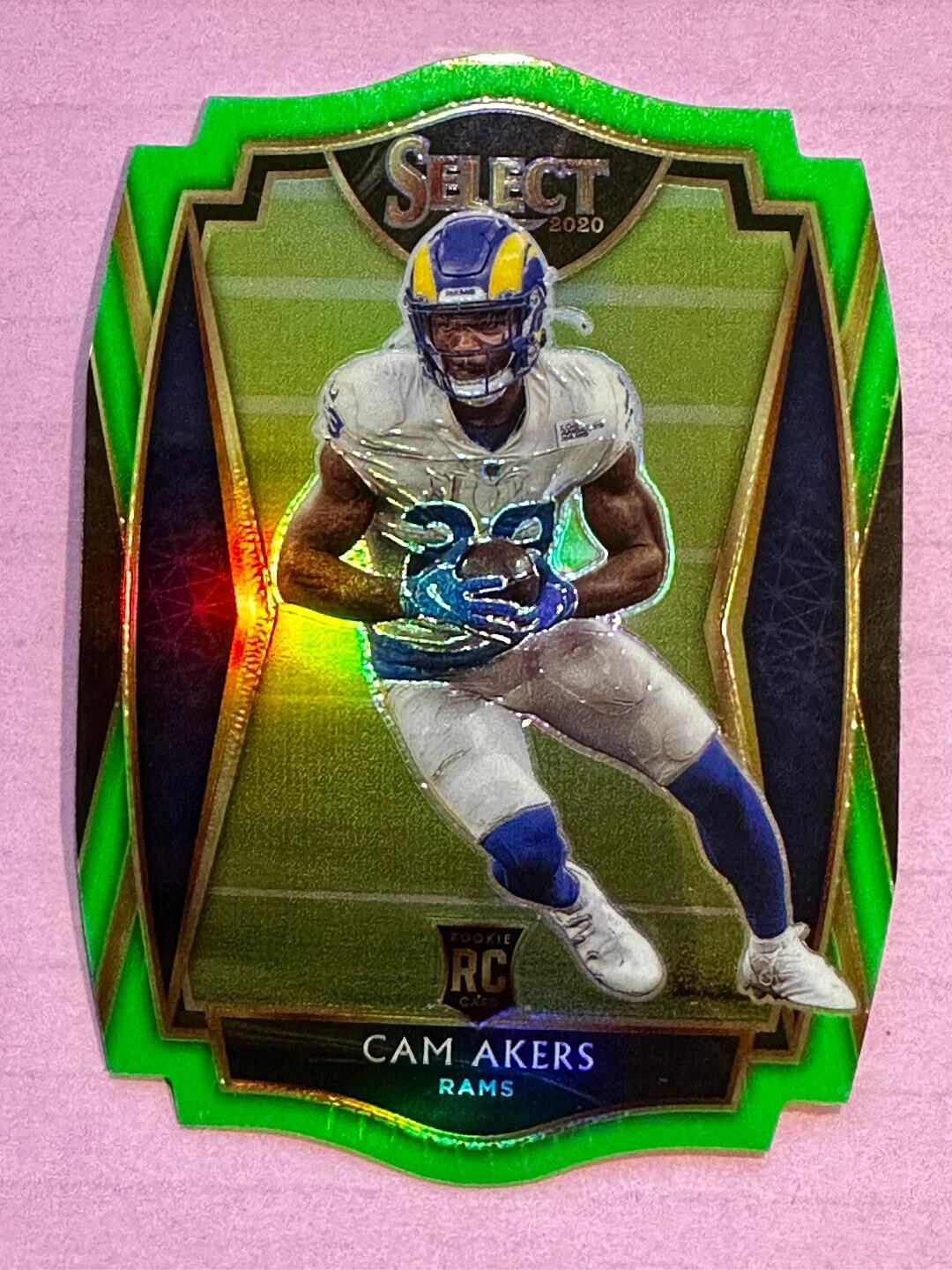 CAM AKERS 2020 SELECT  PREMIER LEVEL Neon Green DIE-CUT RC NM or better