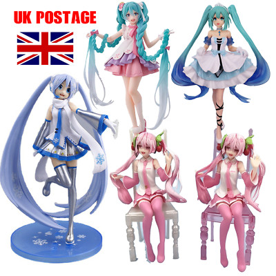 Anime Vocaloid Hatsune Miku Sakura Pink Girl Snow Cinderella Figur Model UK 