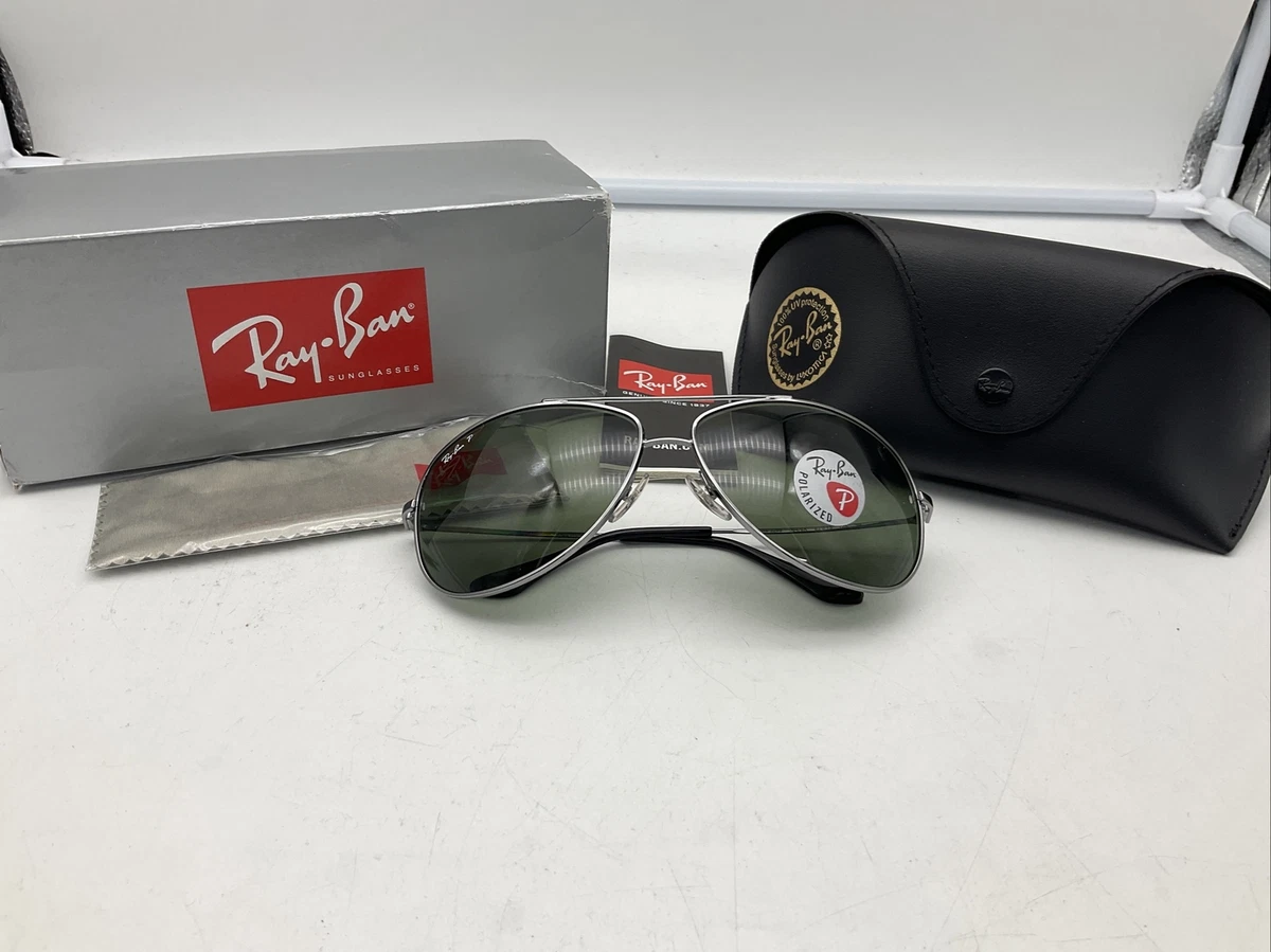 RAY BAN RB 3293 UNISEX AVIATOR SUNGLASSES IN CHROME GREEN