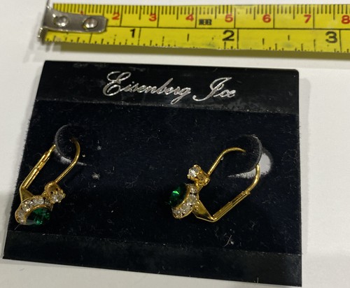 Eisenberg Ice Vintage New Stock Emerald Green Christmas Earrings - Picture 3 of 4