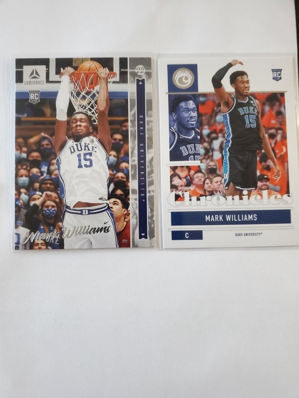 Lot of 2 Mark Williams Rookie Cards - Duke Blue Devils - Charlotte Hornets