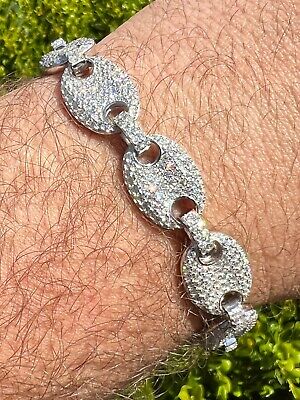 ICED Moissanite Gucci Link Bracelet 12mm Hip Hop 925 Silver ICED Moissanite Gucci Link Bracelet 12mm Hip Hop 925 Silver