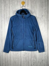 Marmot Fleece Jacket Womens Medium Blue Hooded Full Zip Pockets Hiking 88635