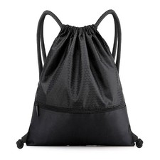 Drawstring Backpack Bag Waterproof Draw String Back Sack with Zip Pocket Gym