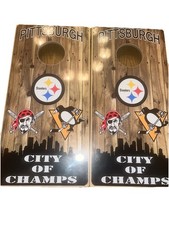 Pittsburgh City Of Champs Steelers, Pirartes, Penguins Cornholes  No Bags 