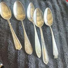 Sterling Silver Spoons Pat.1916 Mixed Lot with Other Makers 5 spoons