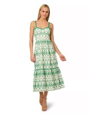 NWT Adrianna Papell Size 8 Eyelet Midi Dress Sleeveless Cotton