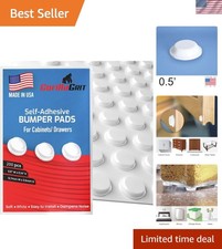 200 Pack White Cabinet Door Bumpers - 1/2 Diameter White Adhesive Pads for D...