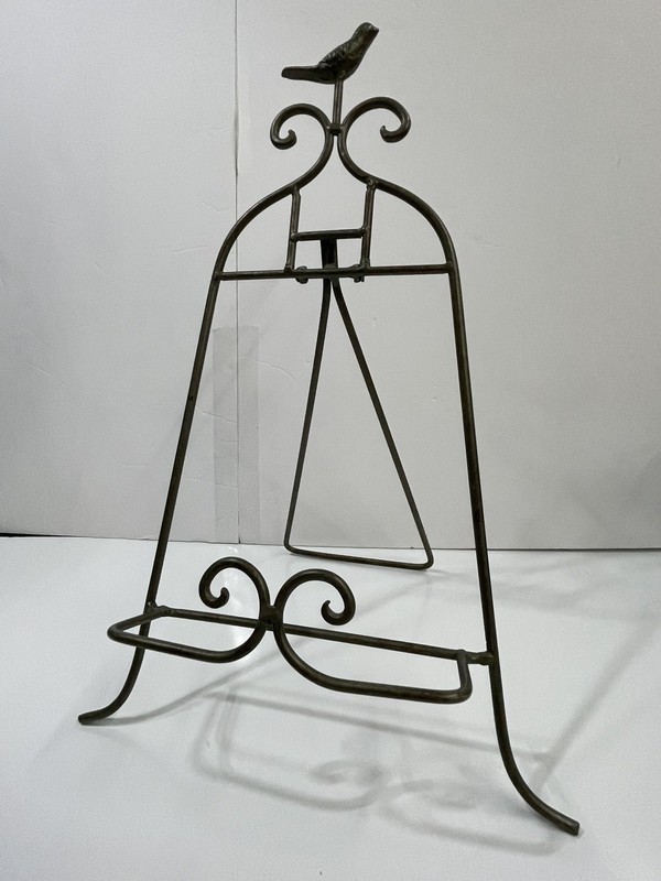 Metal Book Picture Plate Display Easel Bird Top Stand Holder 17” Foldable