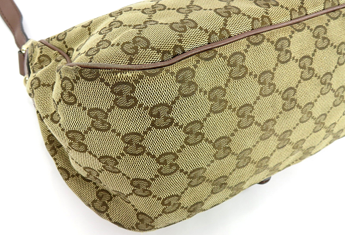 Authentic GUCCI Sukey Brown GG Canvas and Leather Shoulder Bag