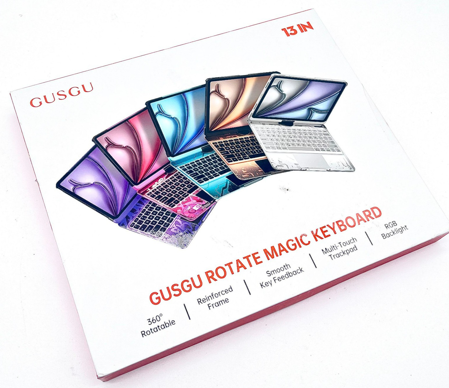 Gusgu Rotate Magic Keyboard With Multi-touch track Pad And RGB Light