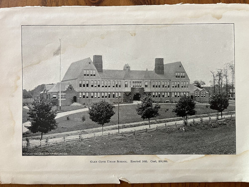 Glen Cove Union School 1893 Picture w/1st, 2nd, 3rd & Basement Floor Plans LI,NY