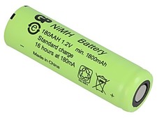 180AAH Batt: Ni-MH AA 1,2V 1800mAh &Oslash;14,5x50mm 180mA GP