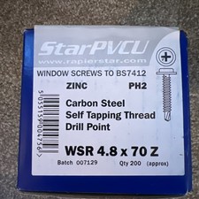 Rapier Star PVCU Star Head uPVC WSR Z Window Screws 4.8 x 70mm Pack of 200