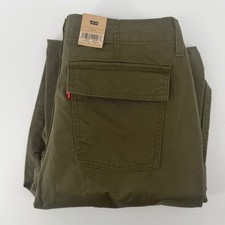 Levi's 94 Baggy Cargo Pants Olive Green Men's Size 31x30 Cotton Drawstring hem