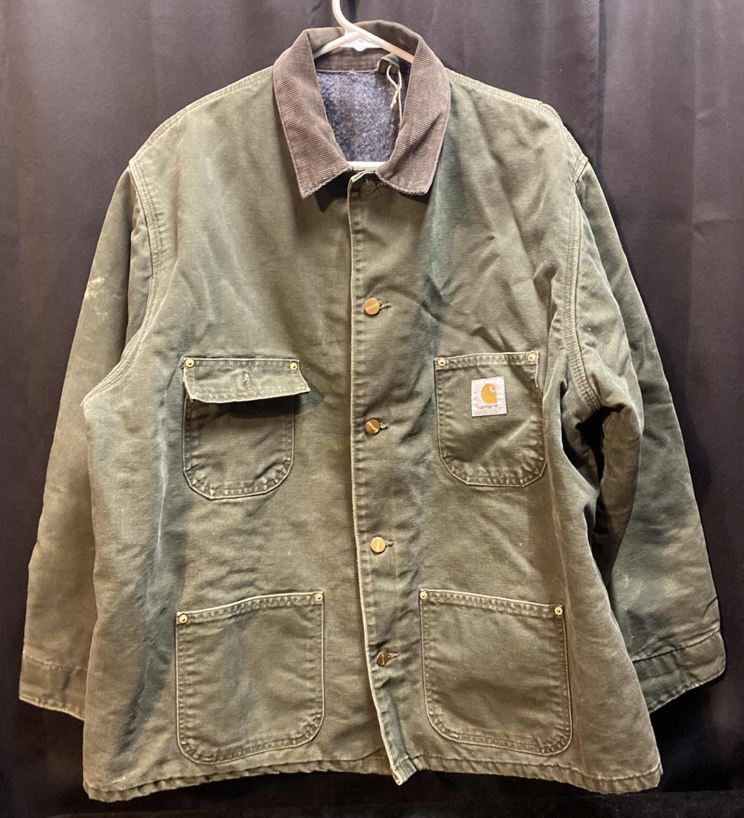 Vintage Carhartt Green Felt Lined Button Up Jacket Size 42