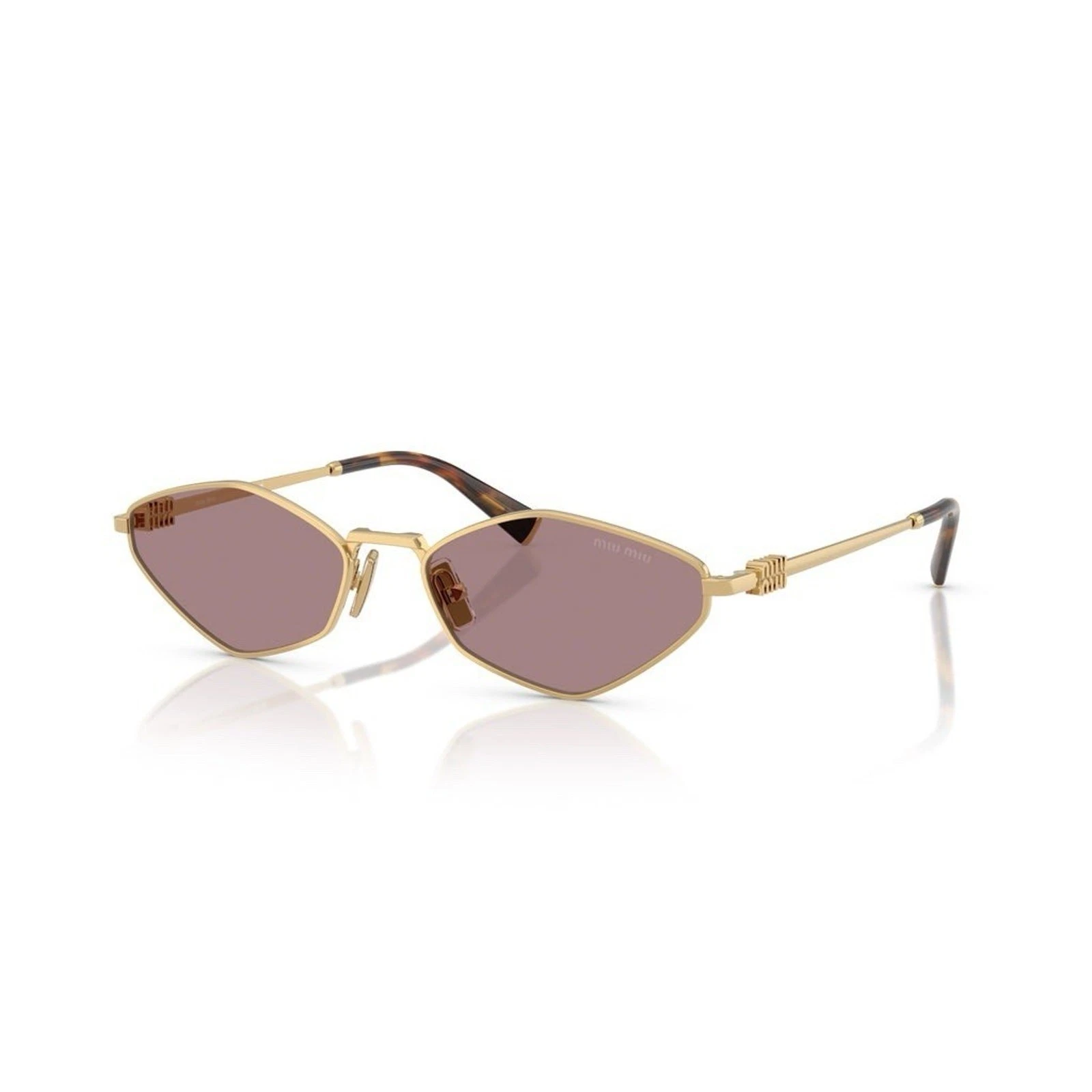 Miu Miu — MIU MIU MU 56ZS 5AK20I Gold Light Purple Brown Lens Women Sunglasses AUTHENTIC