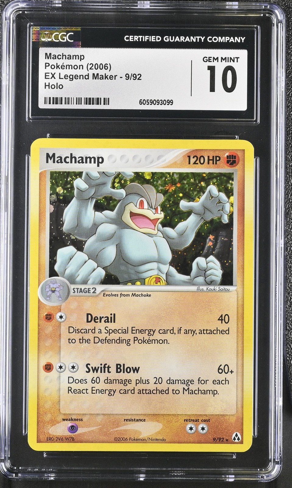 CGC 10 GEM MINT Machamp 2006 EX Legend Maker 9/92 Holo Pokemon Card