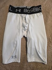 Under Armour Men’s White UA Baseball Pro Sliding Shorts-Size Small
