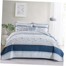 White Quilt Queen, 100 Cotton Soft Lightweight 3 Pieces Queen 90"x98" Navy