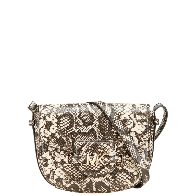 Michael Kors Leather Brown Python Embossed MK Log… - image 1